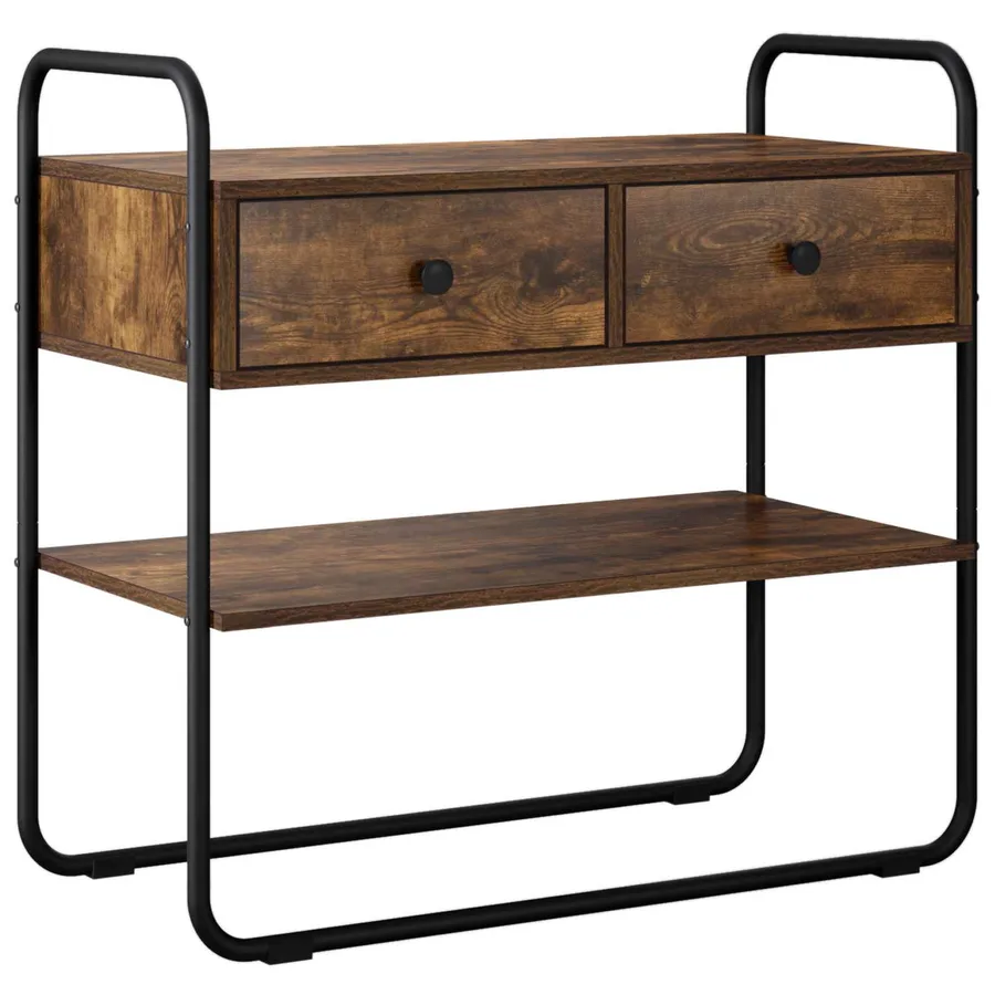 Table console Chêne fumé 80 x 40 x 75 cm Bois d'ingénierie - 2