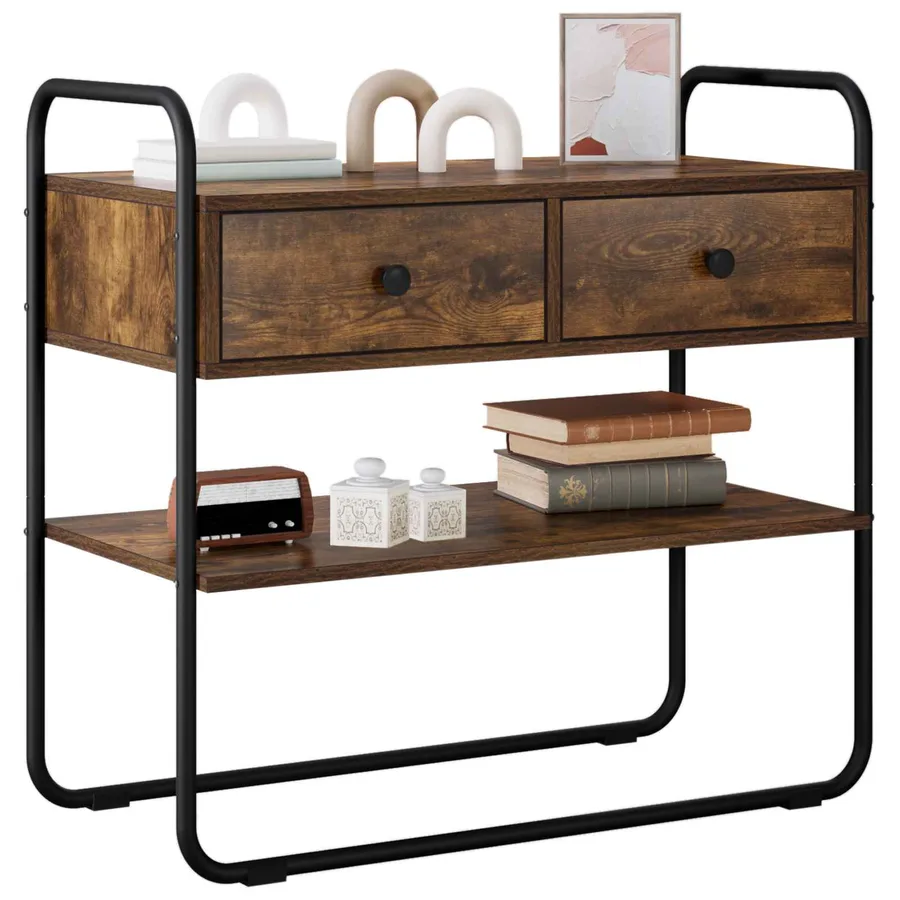 Table console Chêne fumé 80 x 40 x 75 cm Bois d'ingénierie - 3