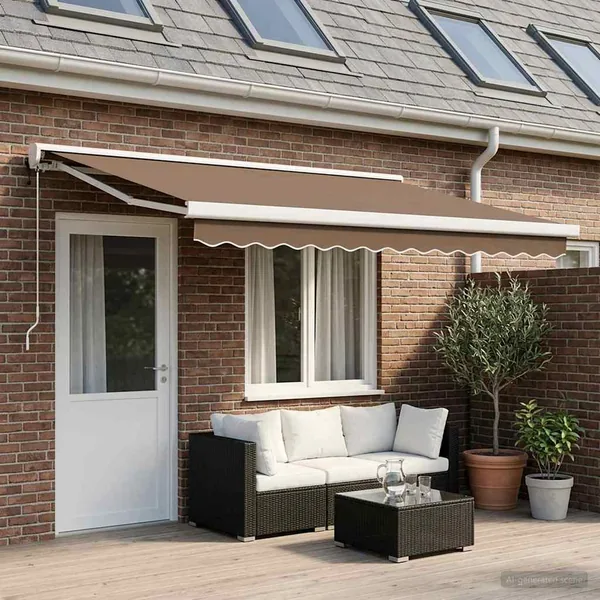 Auvent rétractable Taupe 500 × 300 cm Tissu et Métal