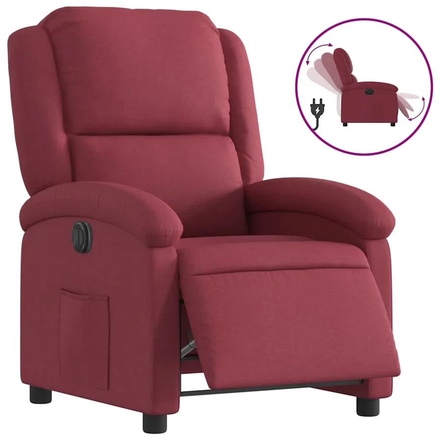 Fauteuil inclinable électrique Rouge bordeaux Tissu - 2