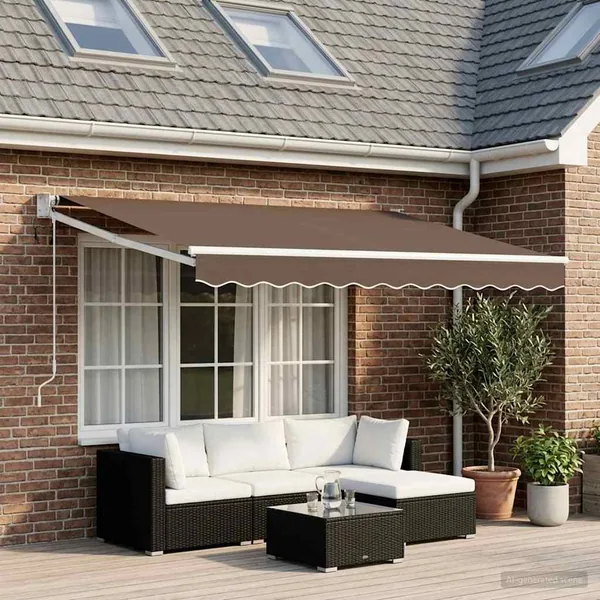 Auvent rétractable électrique Taupe 100% Polyester et Aluminium