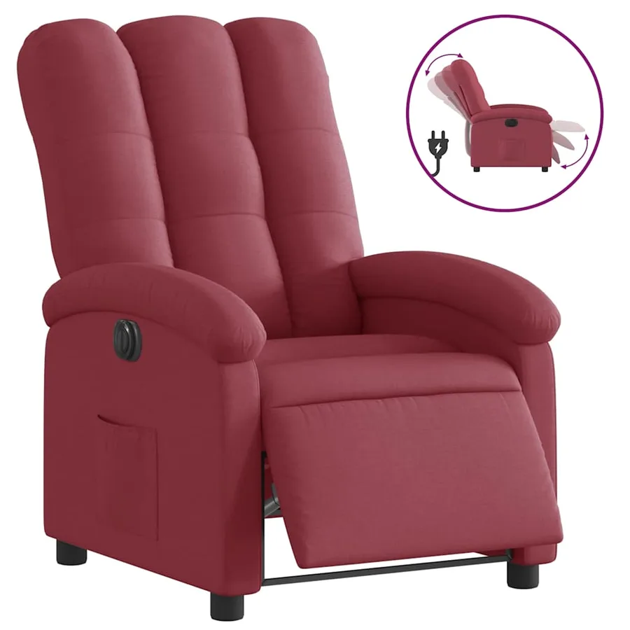 Fauteuil inclinable électrique Rouge bordeaux Tissu - 2