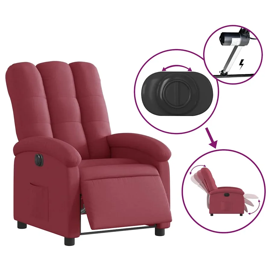 Fauteuil inclinable électrique Rouge bordeaux Tissu - 6