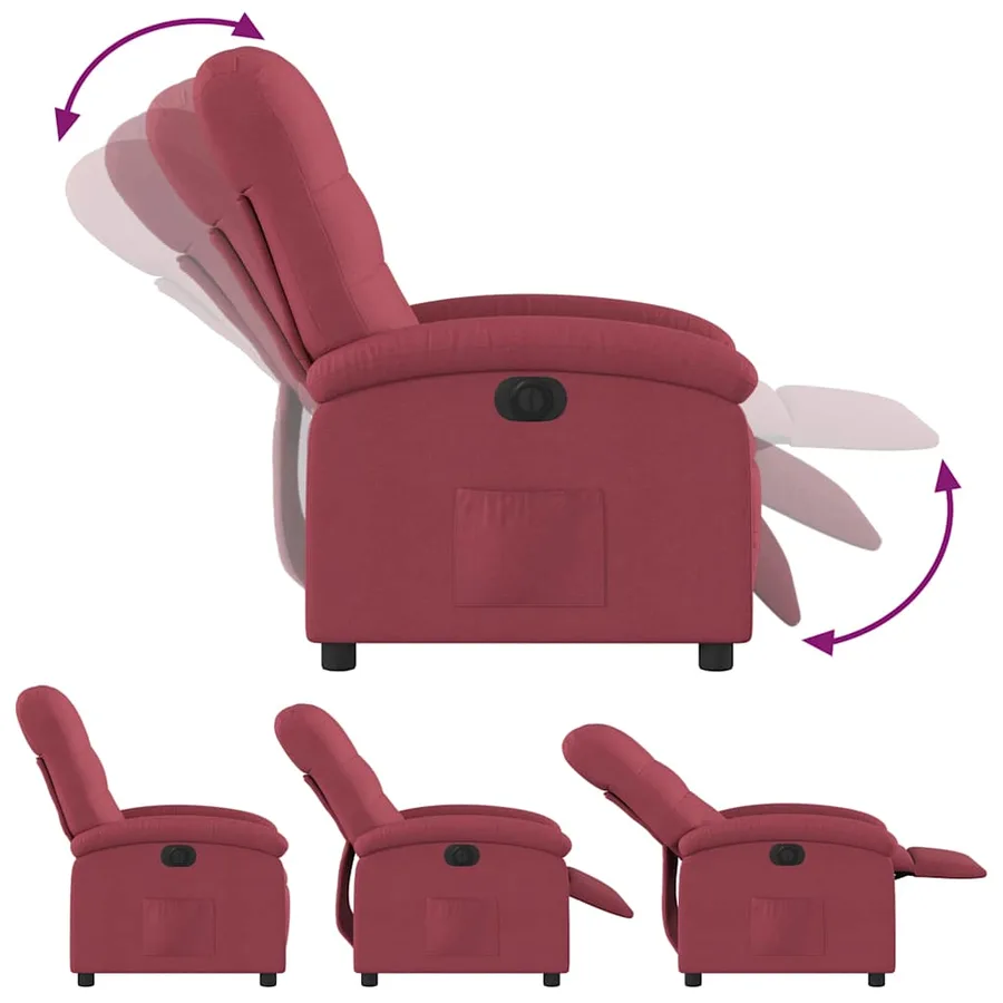 Fauteuil inclinable électrique Rouge bordeaux Tissu - 7