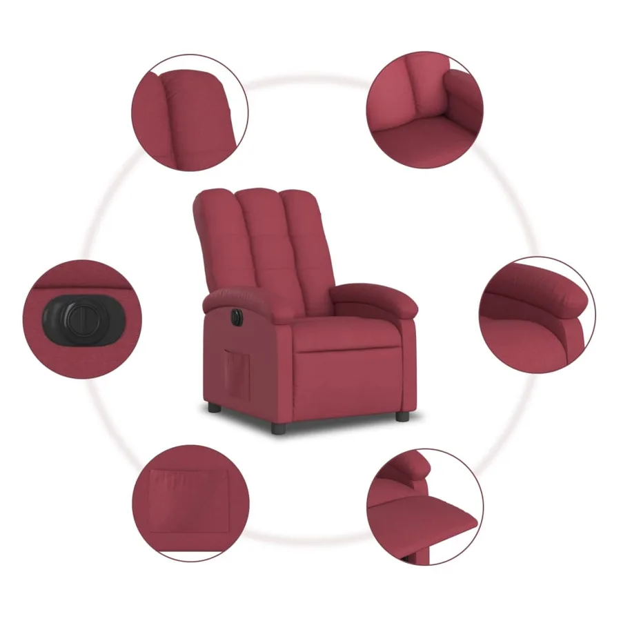 Fauteuil inclinable électrique Rouge bordeaux Tissu - 8