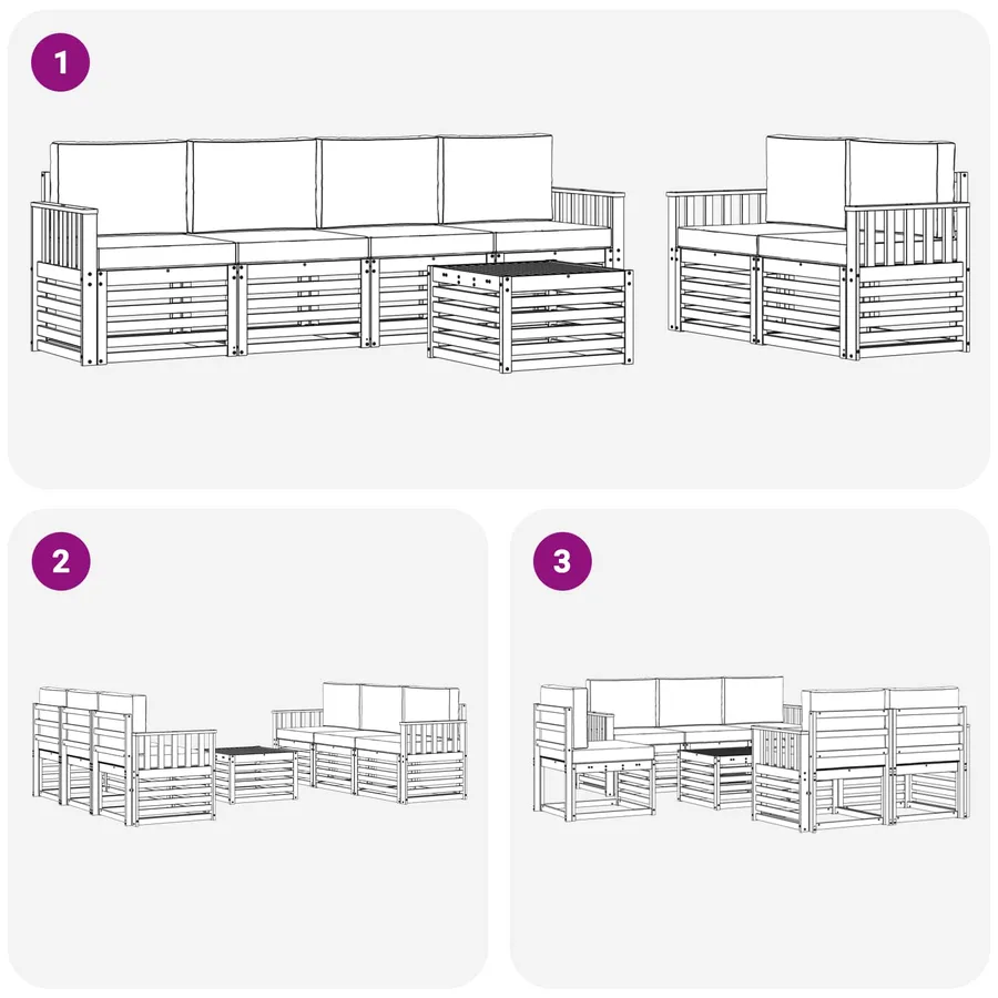 Ensemble de canapés d'extérieur 7 pcs Blanc et anthracite - 6