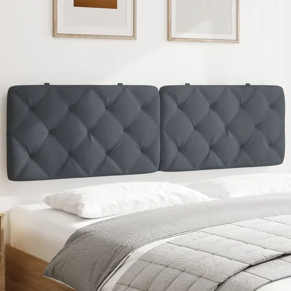 Coussin de tête de lit gris foncé 183 cm velours