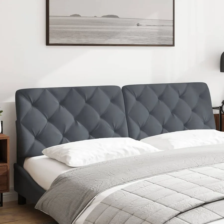 Coussin de tête de lit gris foncé 183 cm velours - 3
