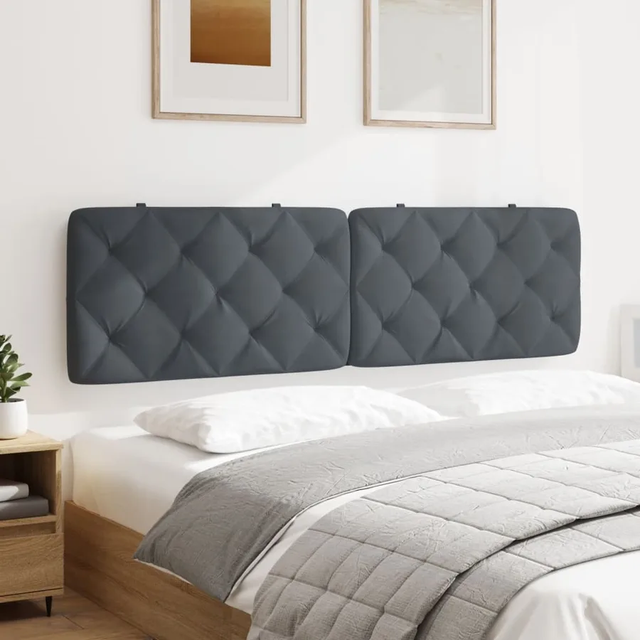 Coussin de tête de lit gris foncé 183 cm velours - 4