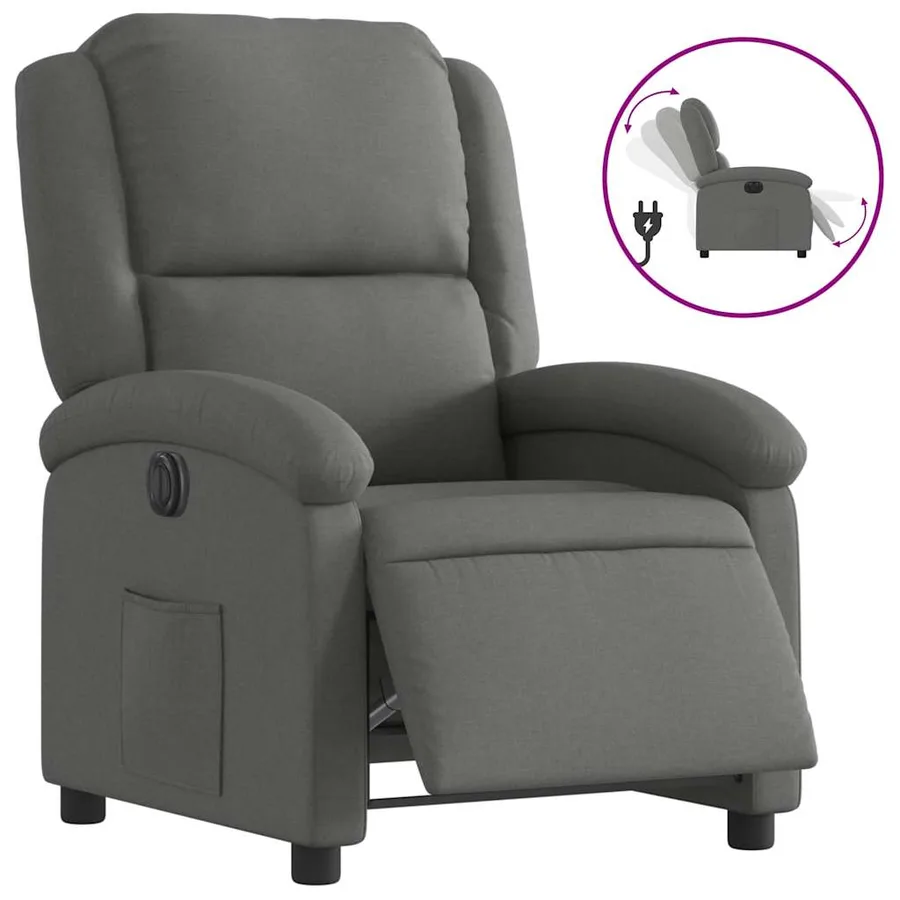 Fauteuil inclinable électrique Gris foncé Tissu - 2