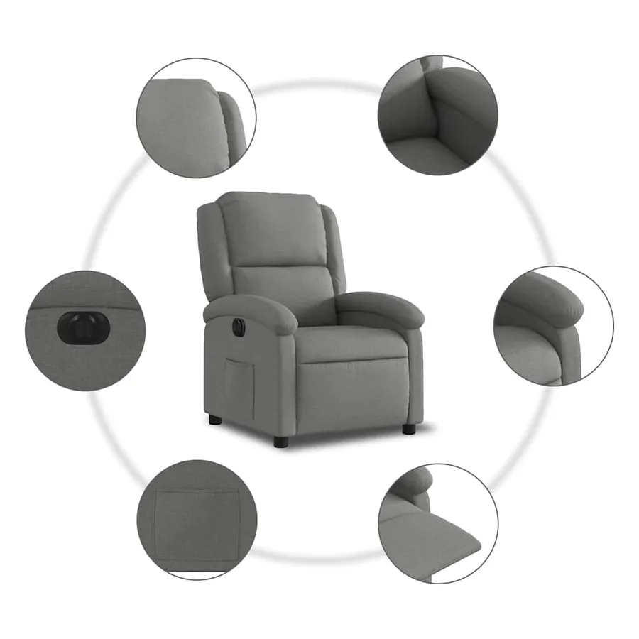 Fauteuil inclinable électrique Gris foncé Tissu - 8