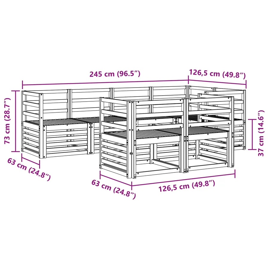 Ensemble de canapés d'extérieur 7 pcs Blanc 245 x 126,5 x 73 cm - 6