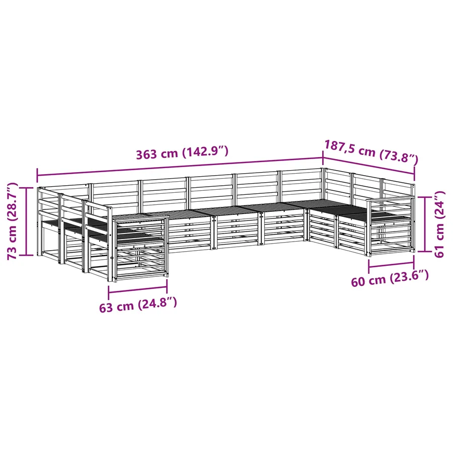Ensemble de canapés d'extérieur 10 pcs Blanc - 8