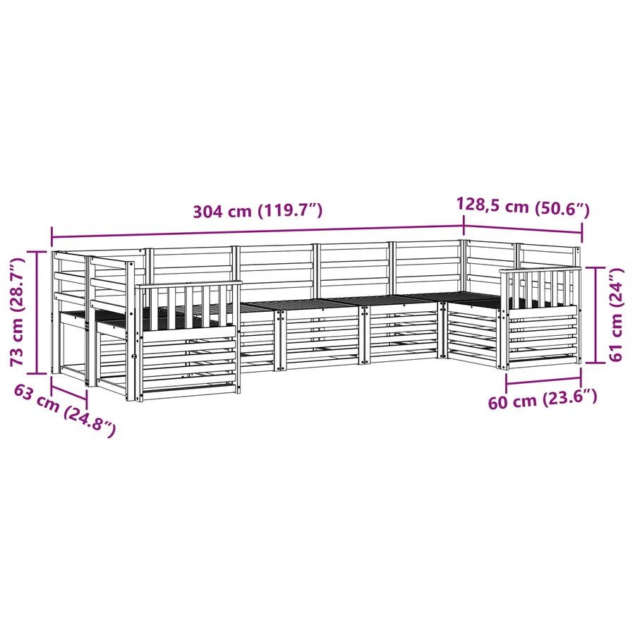Ensemble de canapés d'extérieur 7 pcs Blanc 304 x 128,5 x 73 cm - 6