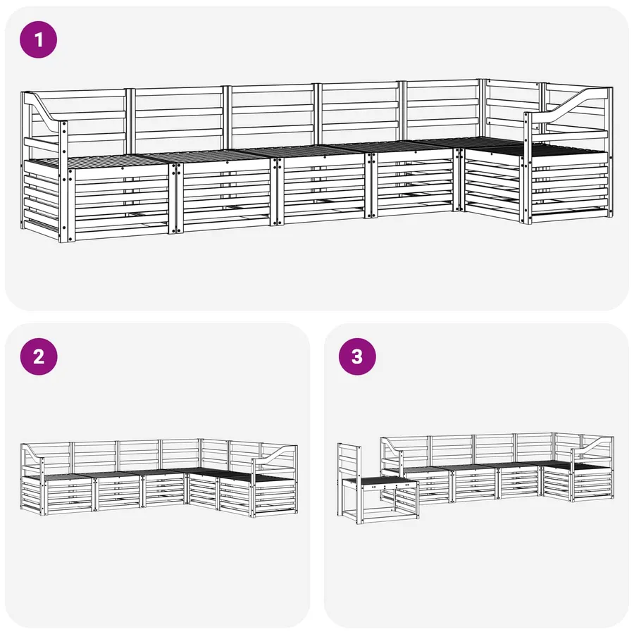 Ensemble de canapés d'extérieur 6 pcs Blanc 304 x 126,5 x 73 cm - 6