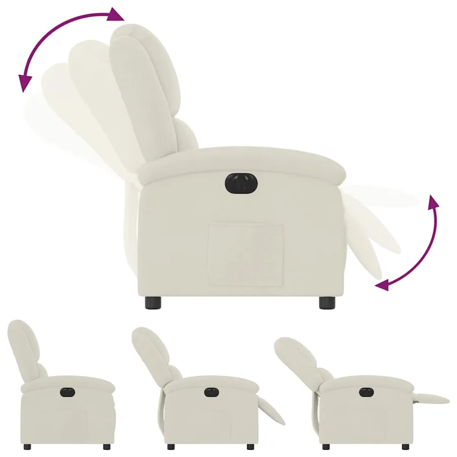 Fauteuil inclinable électrique Crème Velours - 7