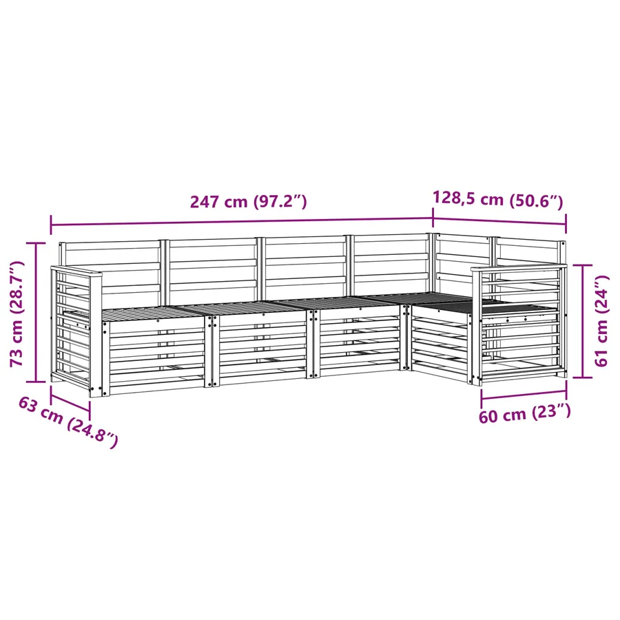 Ensemble de canapés d'extérieur 5 pcs Blanc 247 x 128,5 x 73 cm - 7
