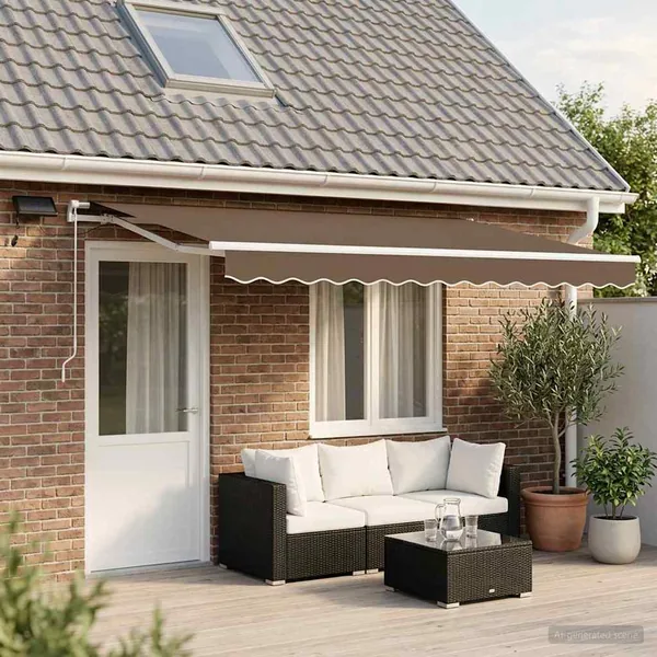 Auvent rétractable Taupe 450 × 300 cm Tissu et Aluminium