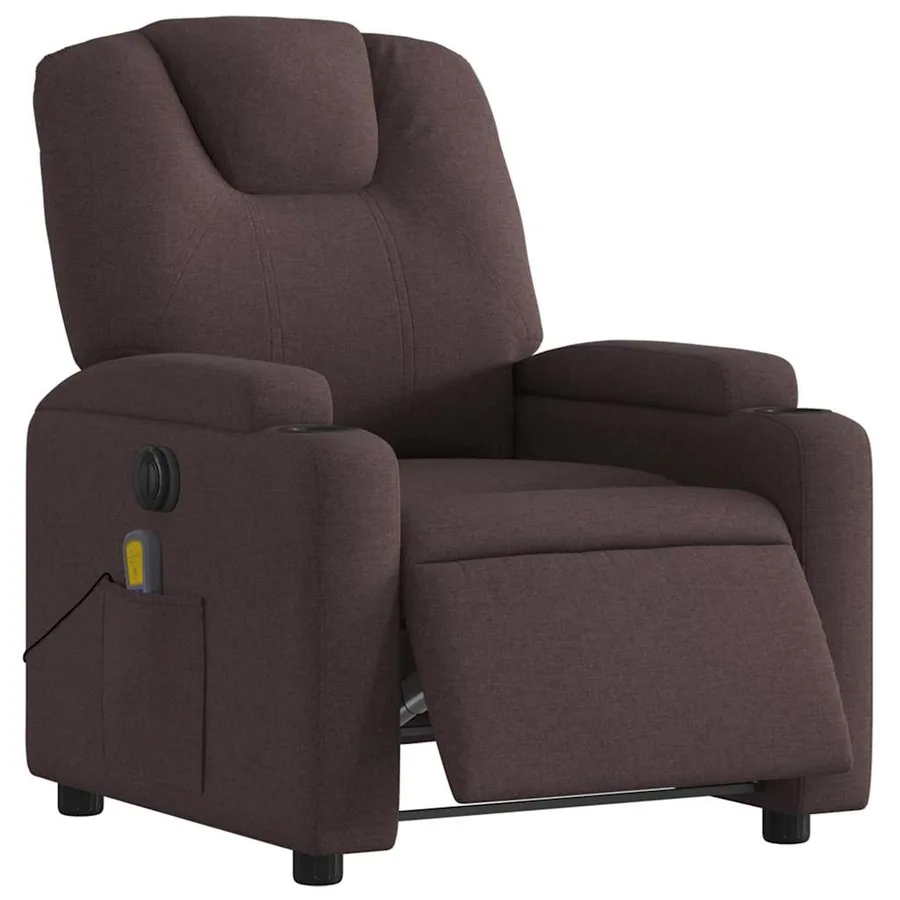 Fauteuil de massage inclinable électrique Marron foncé Tissu - 3