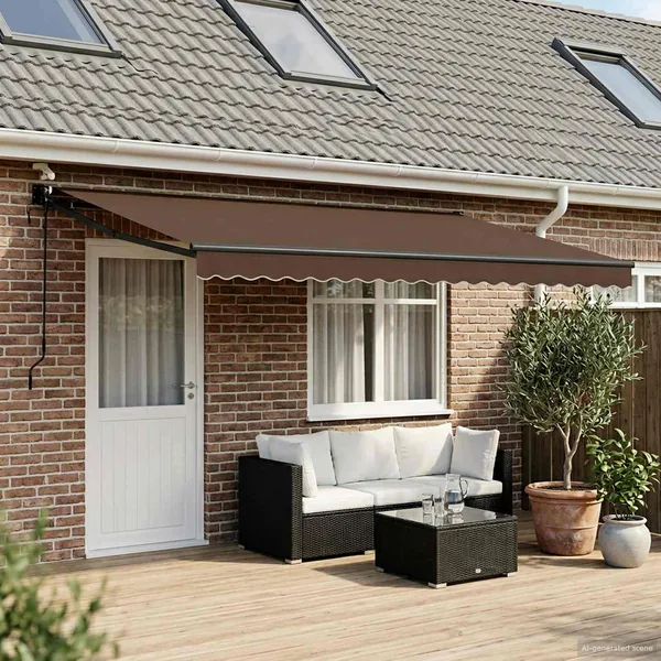 Auvent rétractable électrique Taupe 100% Polyester et Aluminium