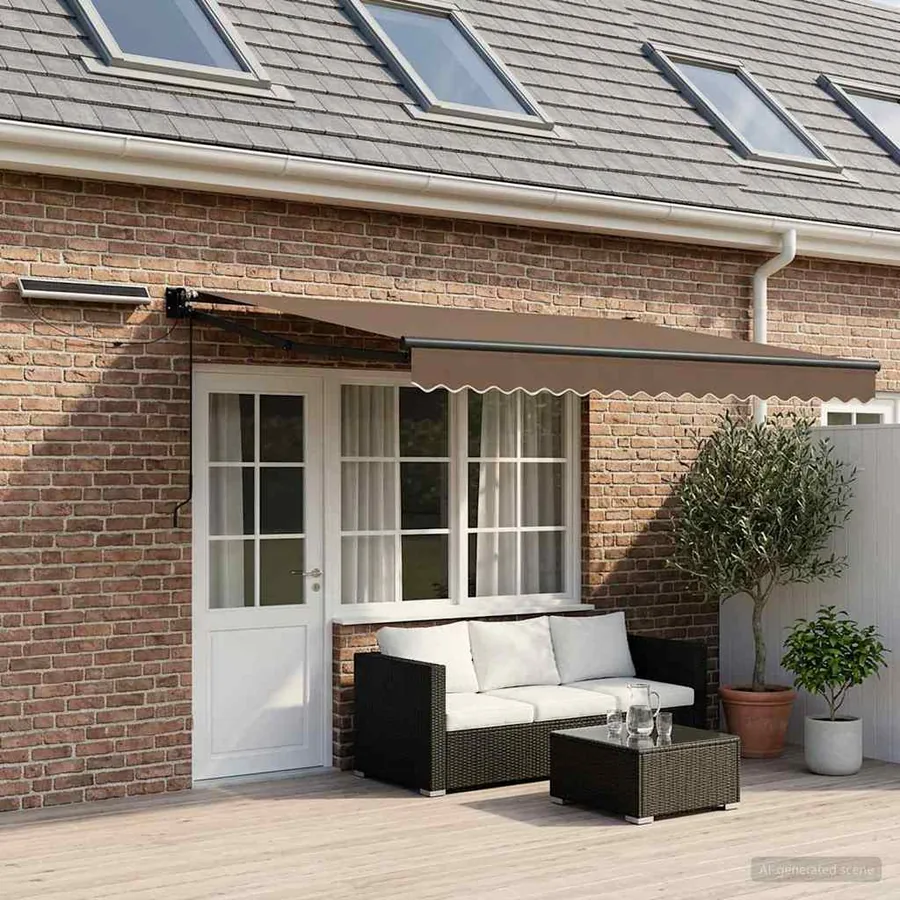 Auvent rétractable électrique Taupe 100% Polyester et Aluminium