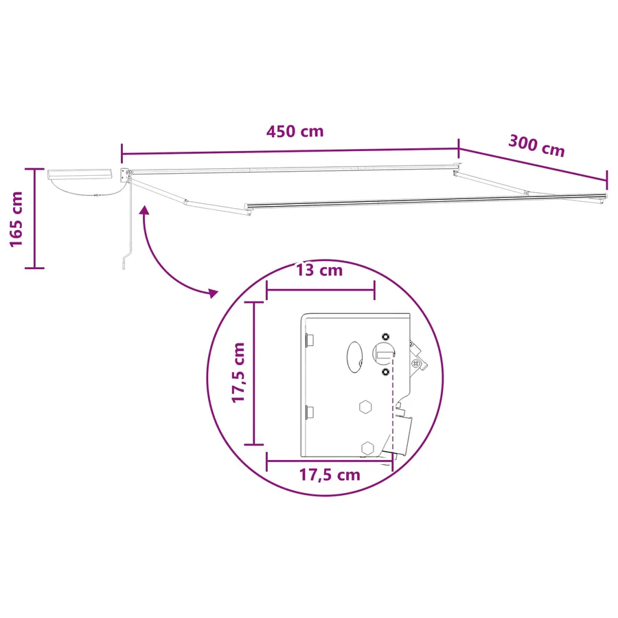 Auvent rétractable électrique Taupe 100% Polyester et Aluminium - 9