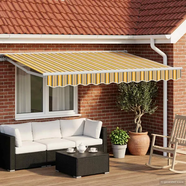Auvent rétractable électrique Jaune, Gris et Blanc 2,5 x 2 m