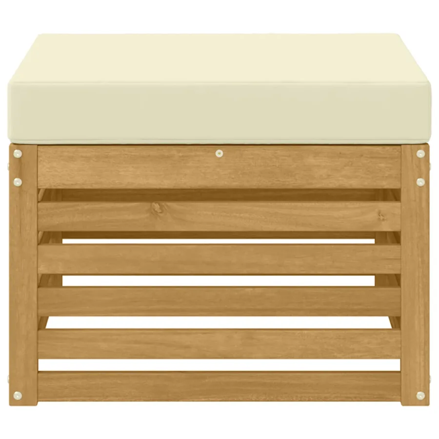 Pouf d'Extérieur Bois d'Acacia Massif Blanc - 3
