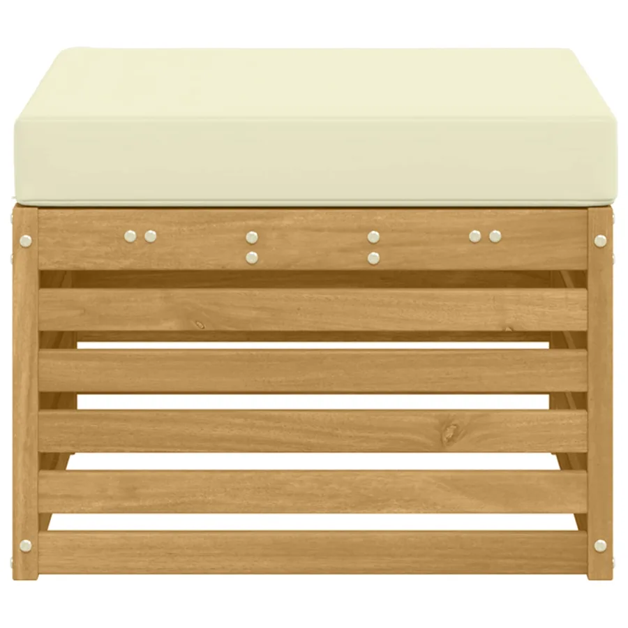 Pouf d'Extérieur Bois d'Acacia Massif Blanc - 4