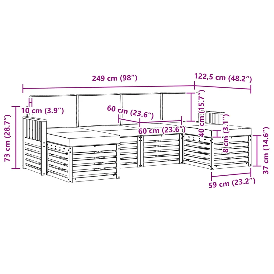 Ensemble de canapés d'extérieur 6 pcs Blanc et crème - 6