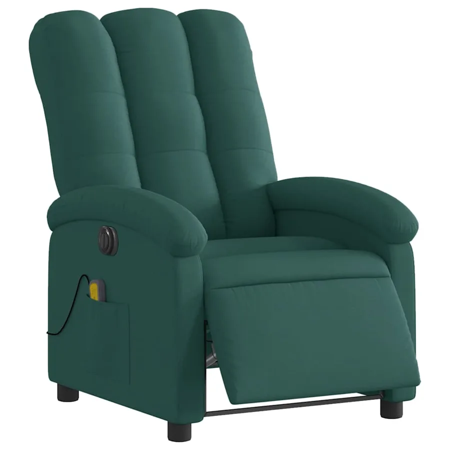 Fauteuil de massage inclinable électrique Vert foncé Tissu - 3