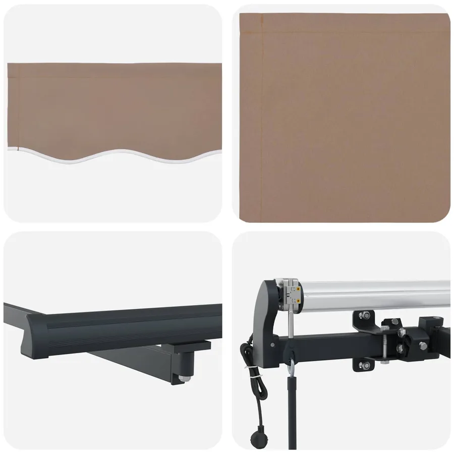 Auvent rétractable Taupe 600 × 350 cm Tissu et Aluminium - 4