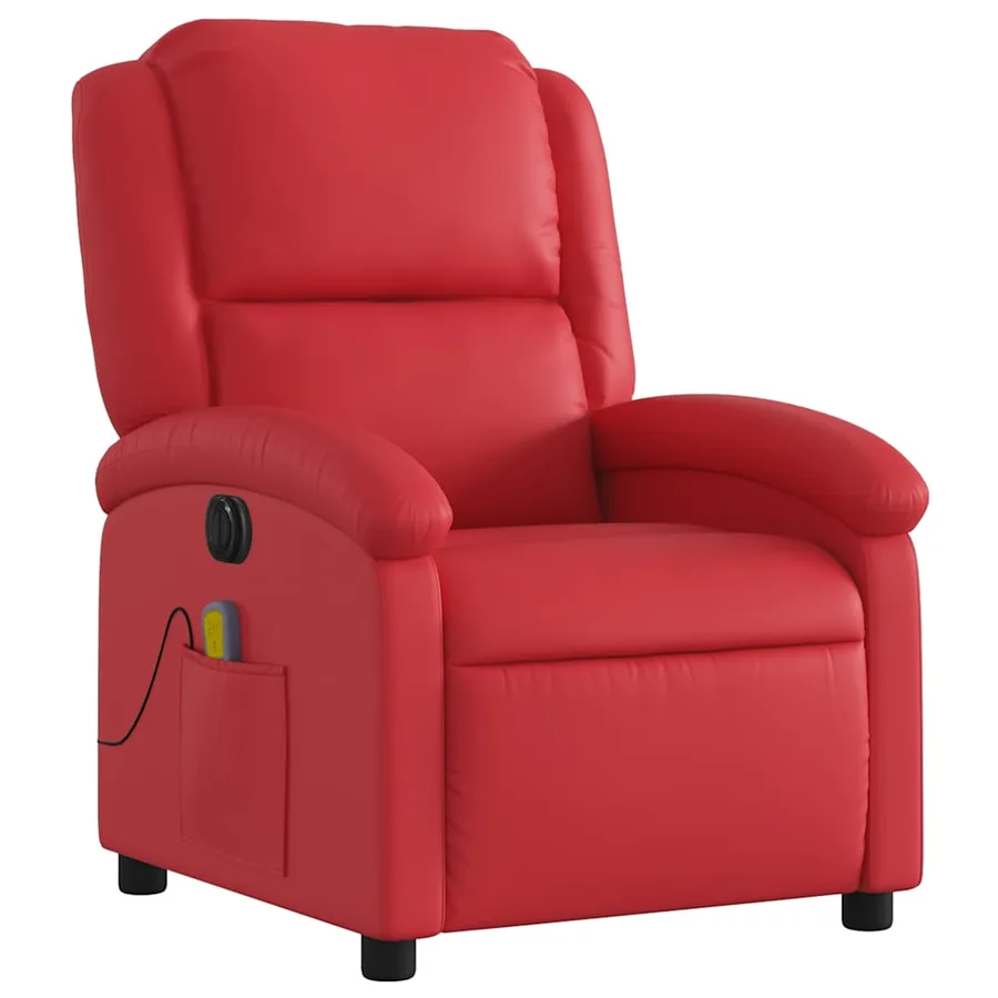 Fauteuil de massage inclinable électrique rouge similicuir - 4