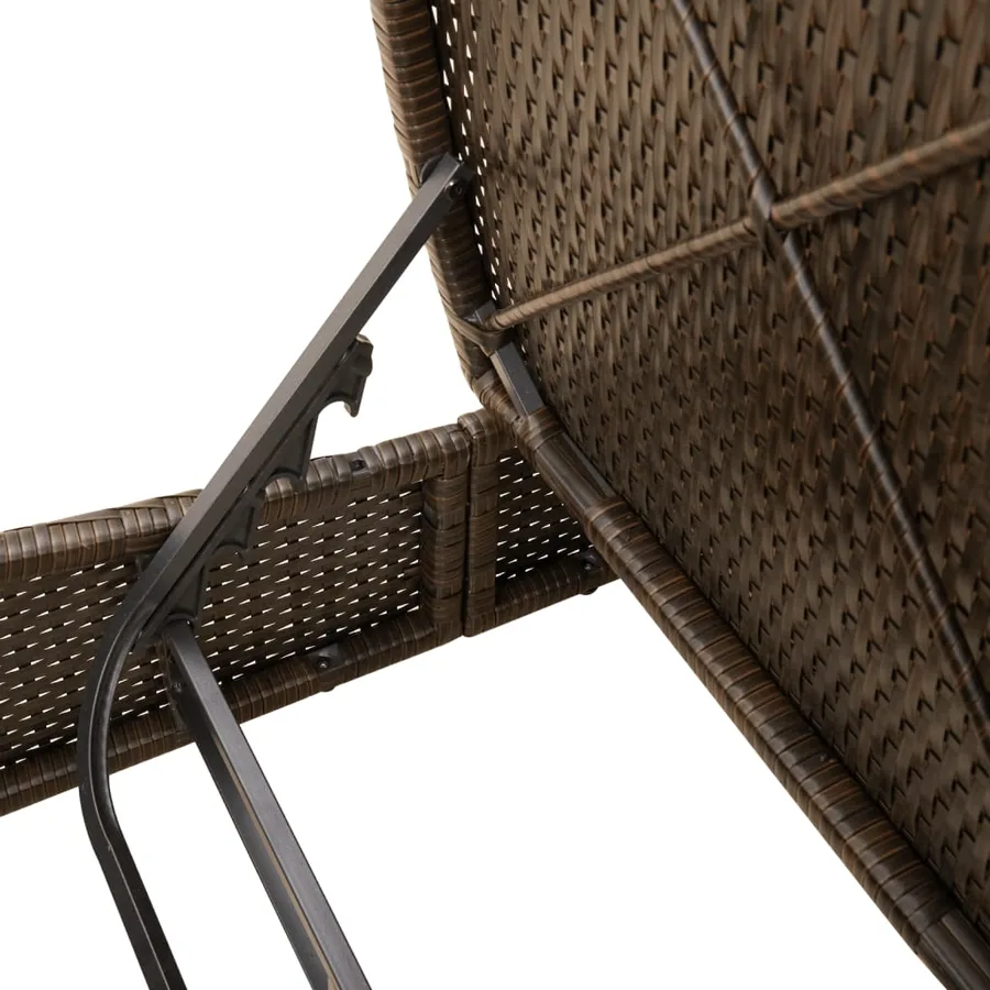 Chaise longue double avec coussins marron résine tressée - 8
