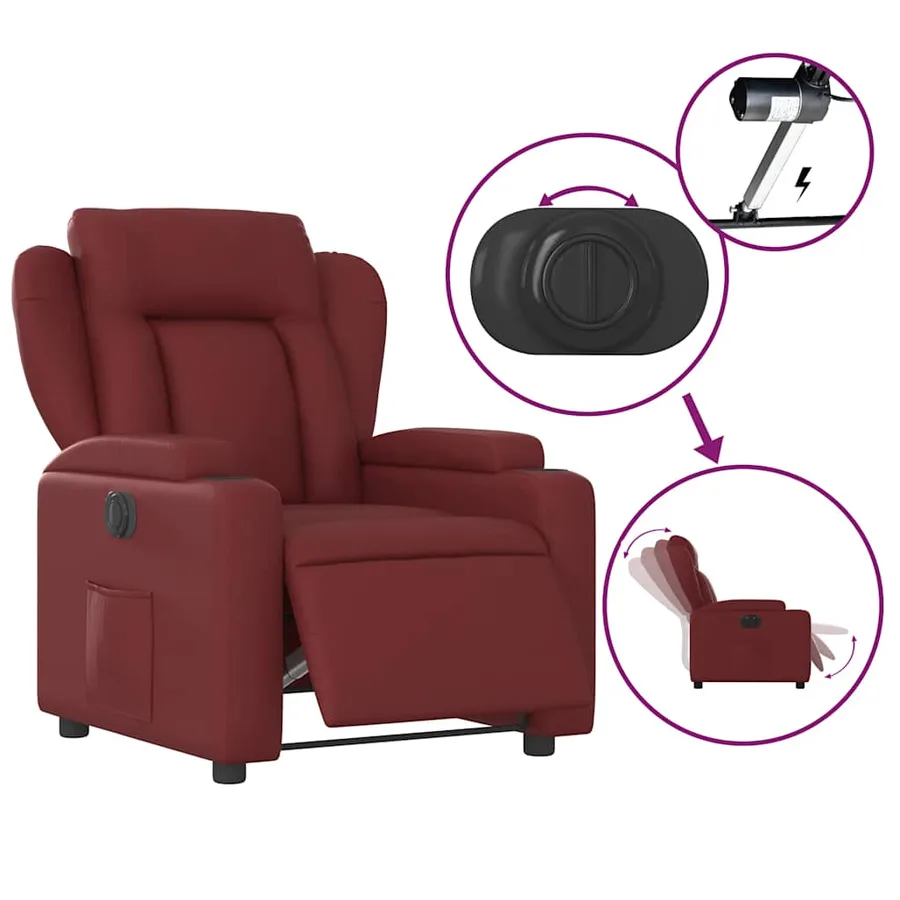 Fauteuil inclinable électrique Rouge bordeaux Similicuir - 6