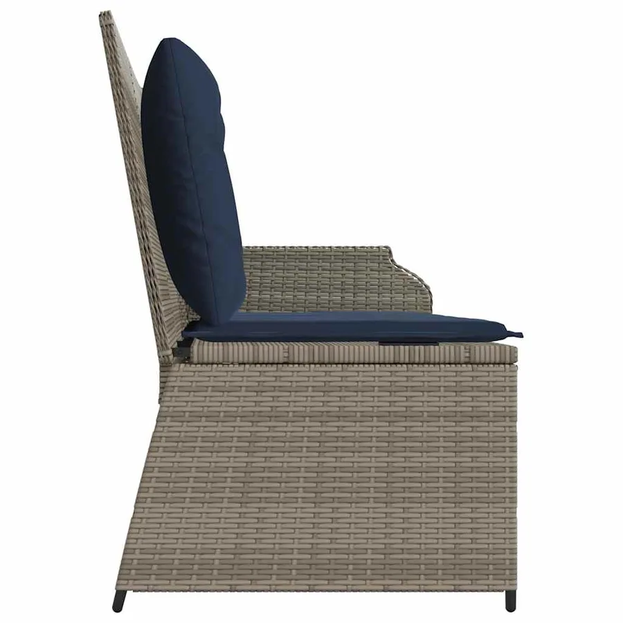 Banc de jardin avec coussin Gris et bleu marine polyrotin - 5