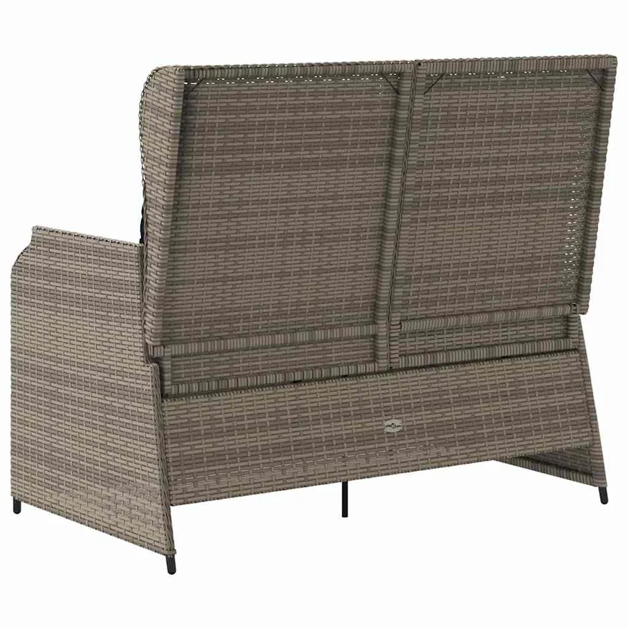 Banc de jardin avec coussin Gris et bleu marine polyrotin - 6