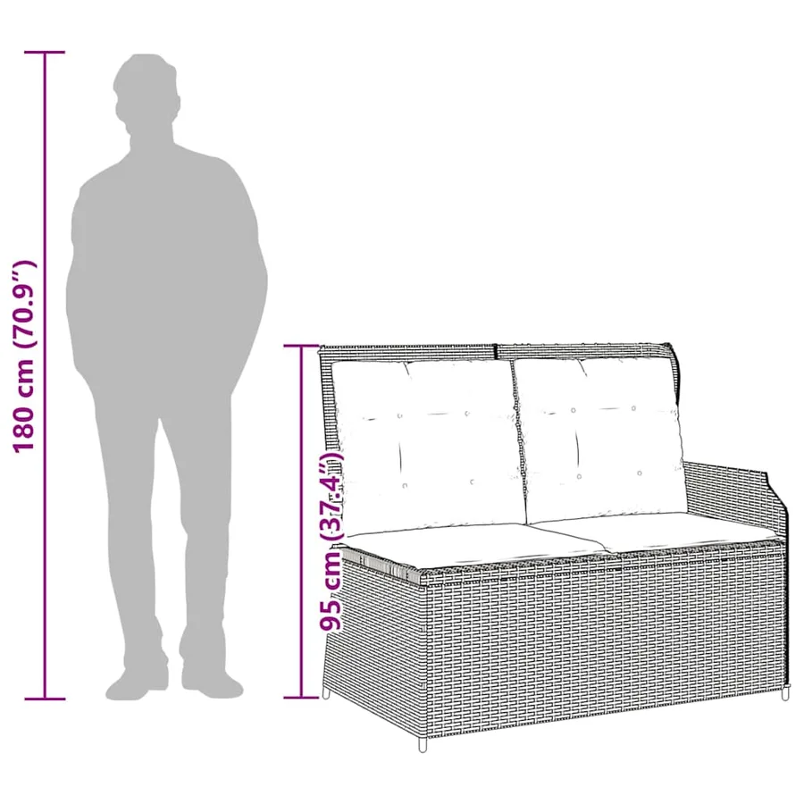 Banc de jardin avec coussin Gris et bleu marine polyrotin - 8