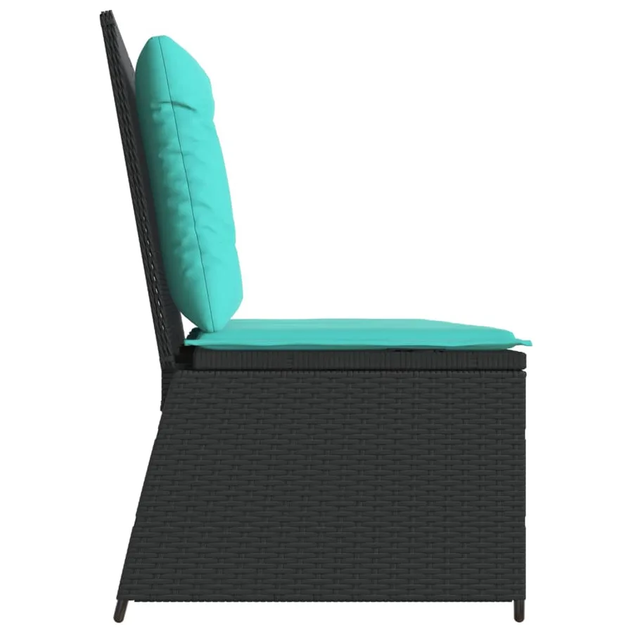 Banc inclinable de jardin avec coussins noir résine tressée - 5
