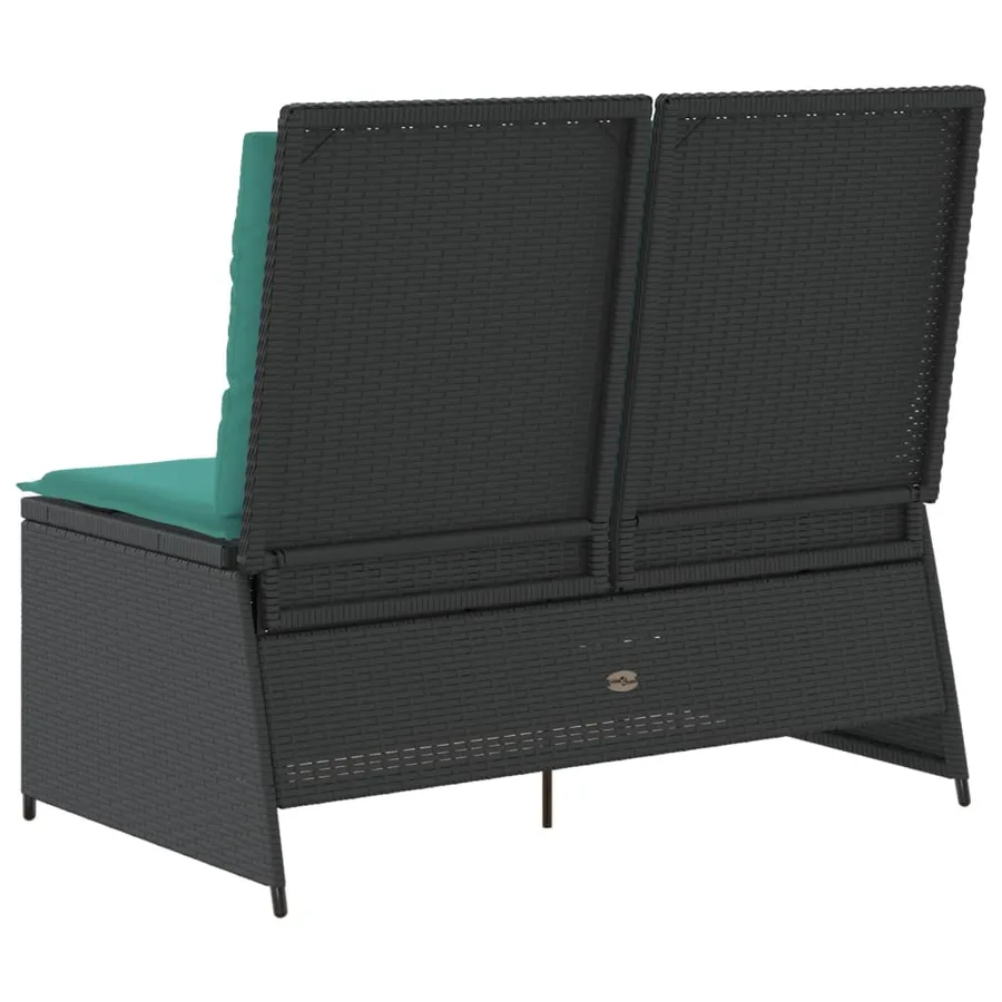 Banc inclinable de jardin avec coussins noir résine tressée - 6