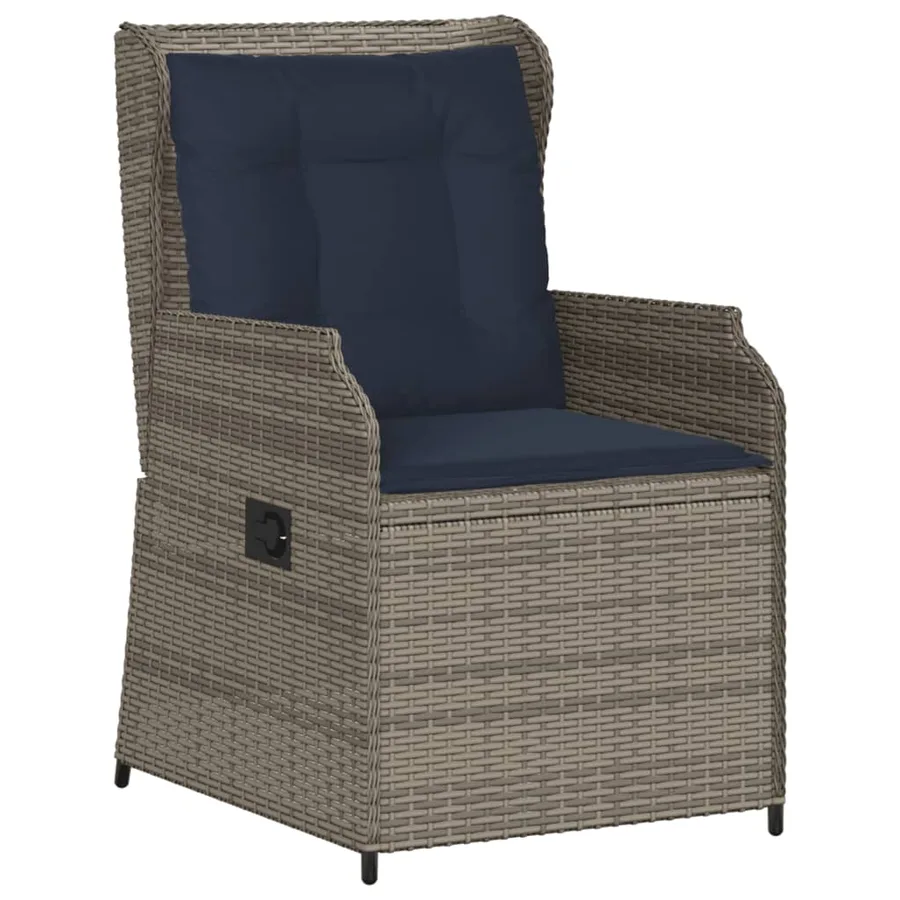 Chaises inclinables de jardin lot de 2 et coussins gris rotin - 4