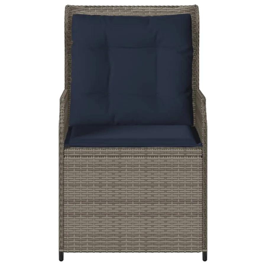 Chaises inclinables de jardin lot de 2 et coussins gris rotin - 5