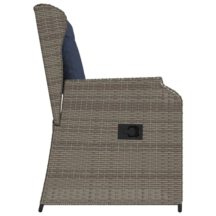 Chaises inclinables de jardin lot de 2 et coussins gris rotin - 6
