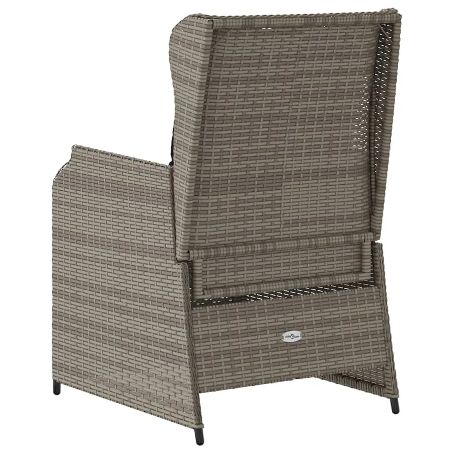 Chaises inclinables de jardin lot de 2 et coussins gris rotin - 7