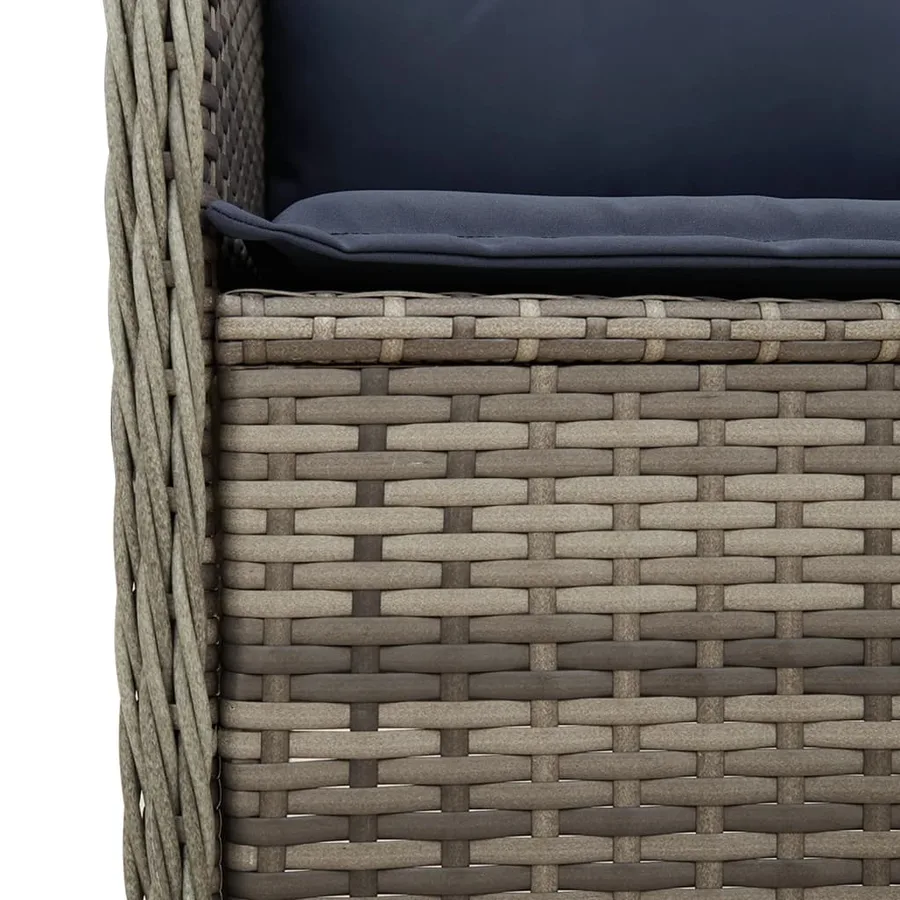 Chaises inclinables de jardin lot de 2 et coussins gris rotin - 9