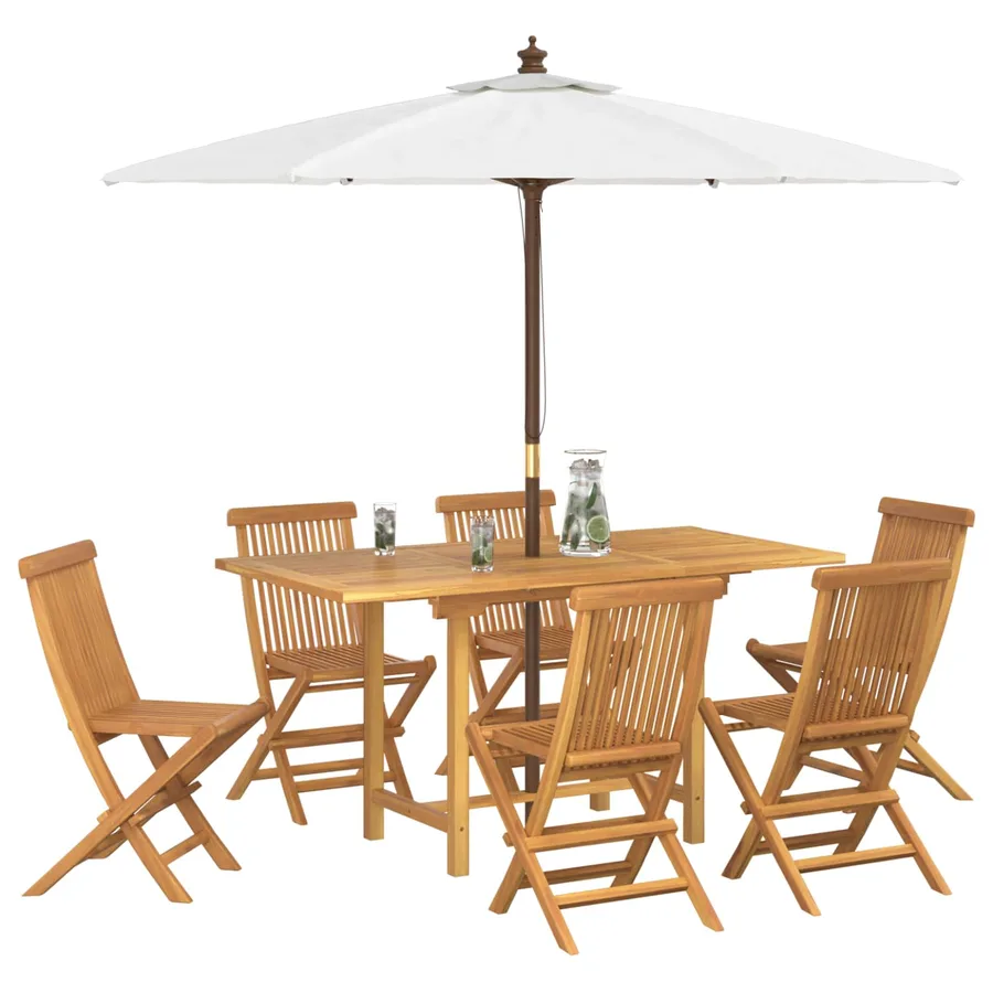 Ensemble de salle à manger pour jardin 7 pcs Marron - 2