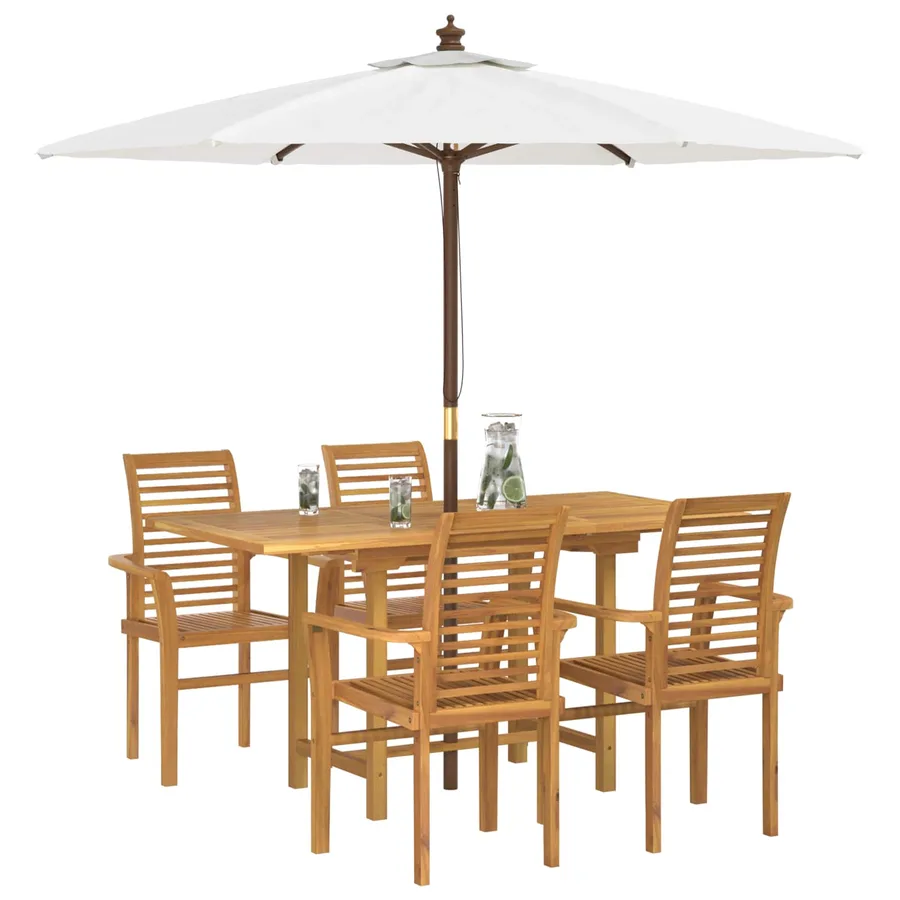 Ensemble de salle à manger pour jardin 5 pcs Marron - 2