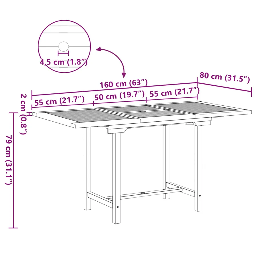 Ensemble de salle à manger pour jardin 5 pcs Marron - 6