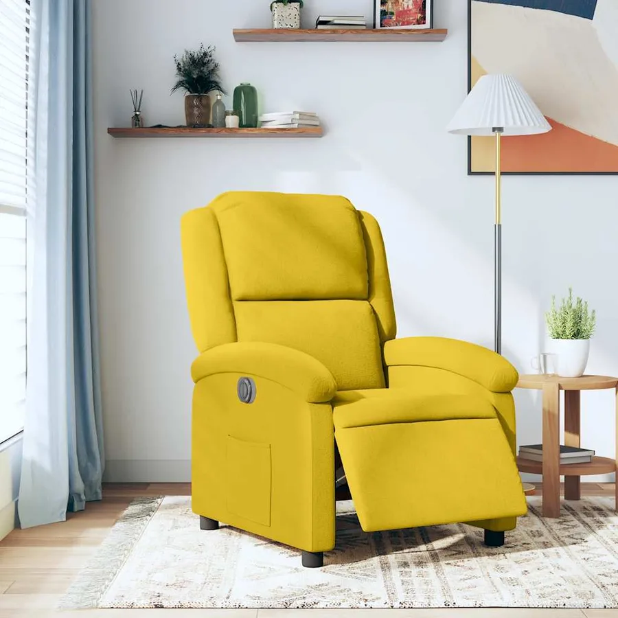 Fauteuil inclinable électrique jaune velours - 16