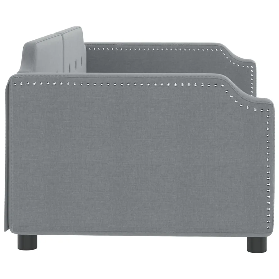 Lit de jour gris clair 100x190 cm tissu - 4